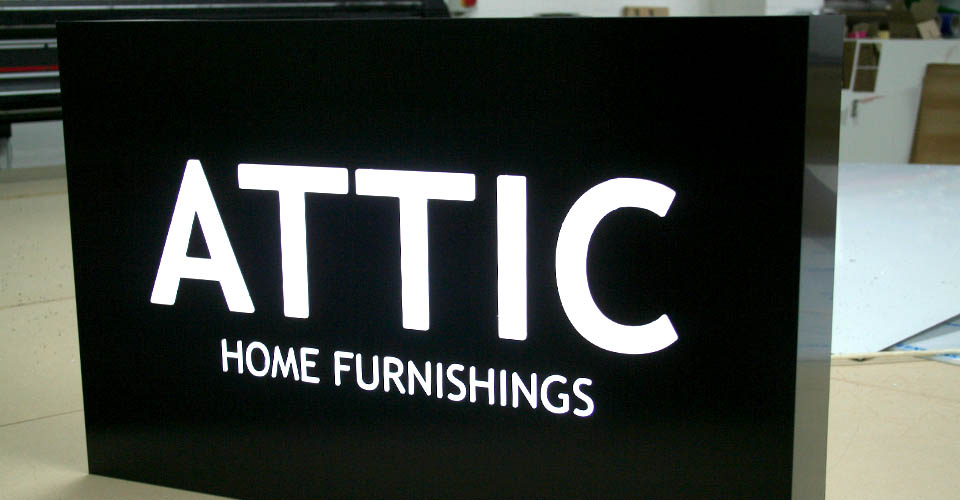 Internally lit sign with inlayed 10mm frosted acrylic letters
